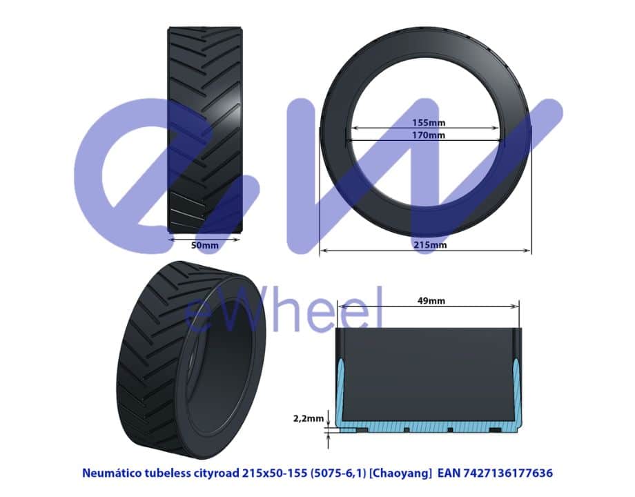 Chaoyang Tire 8.5x2 Inch (50/75-6.1) - Tubeless compatible