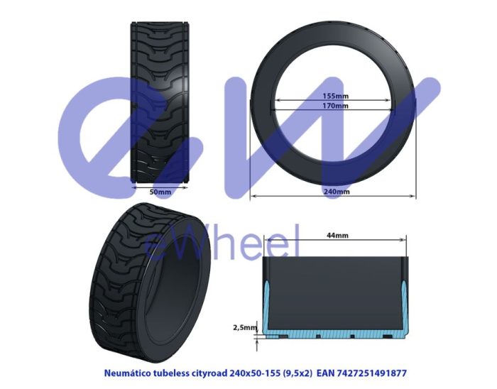 Neumático tubeless cityroad 9,5×2 [Ewheel]