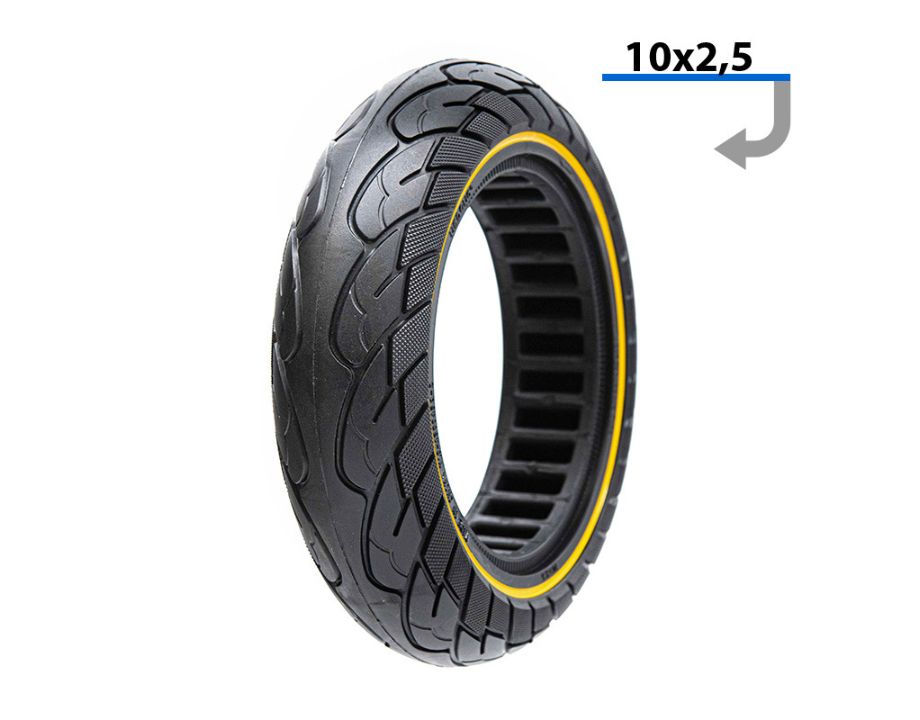 Rueda maciza ultraligera 10×2,5 – Línea amarilla (llantas de 44mm) Rueda maciza ultraligera 10×2,5 – Línea amarilla (llantas de 44mm)