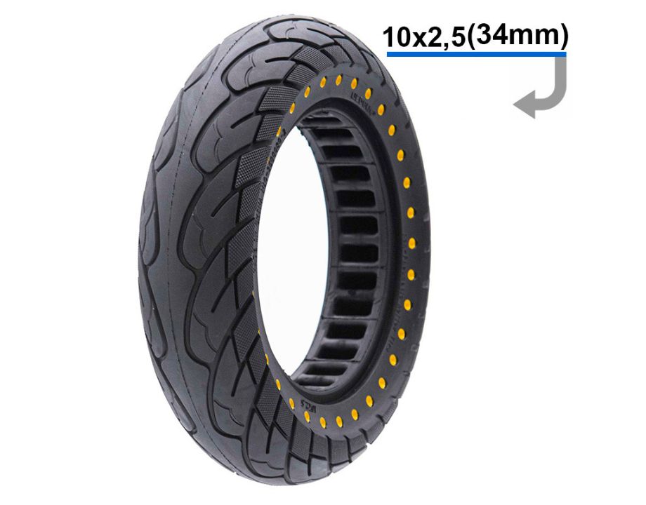 Rueda maciza ultraligera 10×2,5 – Puntos amarillos (llantas de 34mm) Rueda maciza ultraligera 10×2,5 – Puntos amarillos (llantas de 34mm)