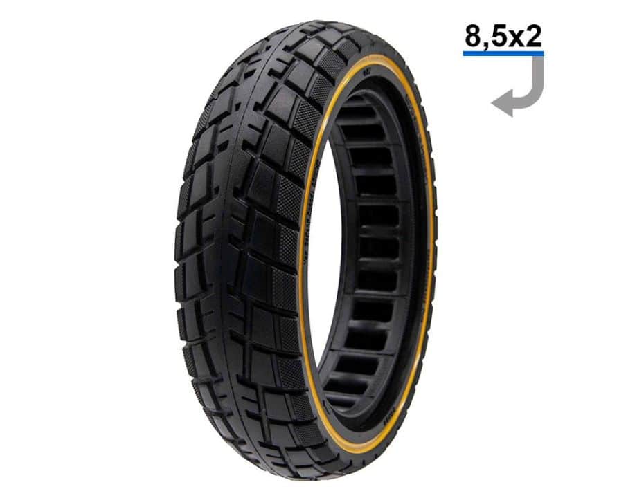 Rueda maciza ultraligera offroad 8,5×2-6,1 -linea amarilla (llanta de 34mm) Rueda maciza ultraligera offroad 8,5×2-6,1 -linea amarilla (llanta de 34mm)