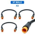 Conector adaptador waterproof 3 pines macho-macho