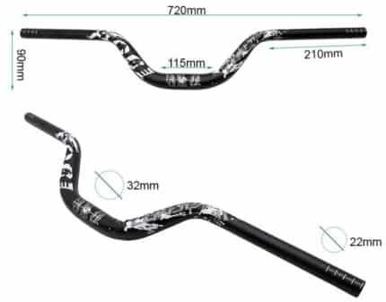 Manillar de 720mm con elevación 90mm negro 2