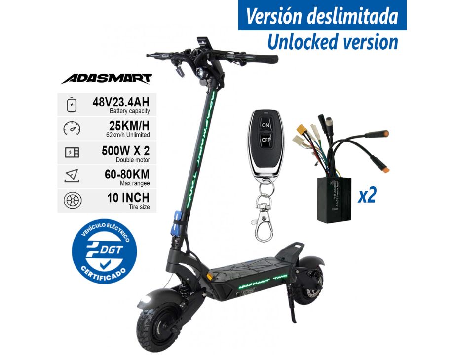 Patinete Eléctrico Adasmart Tank DUAL 48V 23,4Ah EVE (Deslimitado con mando) Patinete Eléctrico Adasmart Tank DUAL 48V 23,4Ah EVE (Deslimitado con mando)