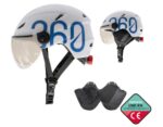 Casco GLOOB Urban Blanco – Azul orejeras extraibles