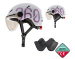 Casco GLOOB Urban Blanco – Morado orejeras extraibles