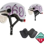 Casco GLOOB Urban Blanco – Morado orejeras extraibles