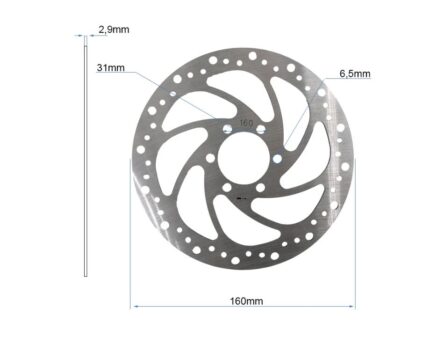 Disco de freno R6 160mm 6H plata - 48mm con grosor 2,9mm 2