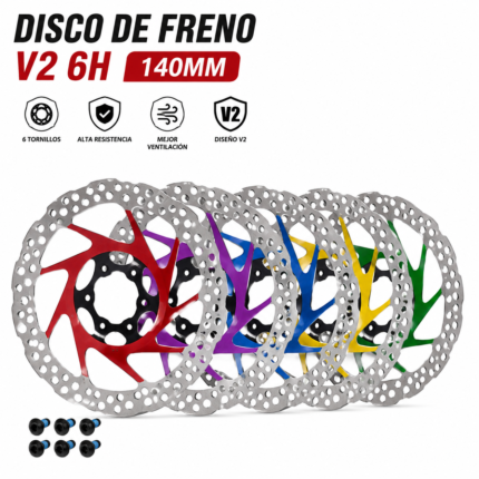 Disco de freno V2 6H de 140 mm para patinete eléctrico en varios colores
