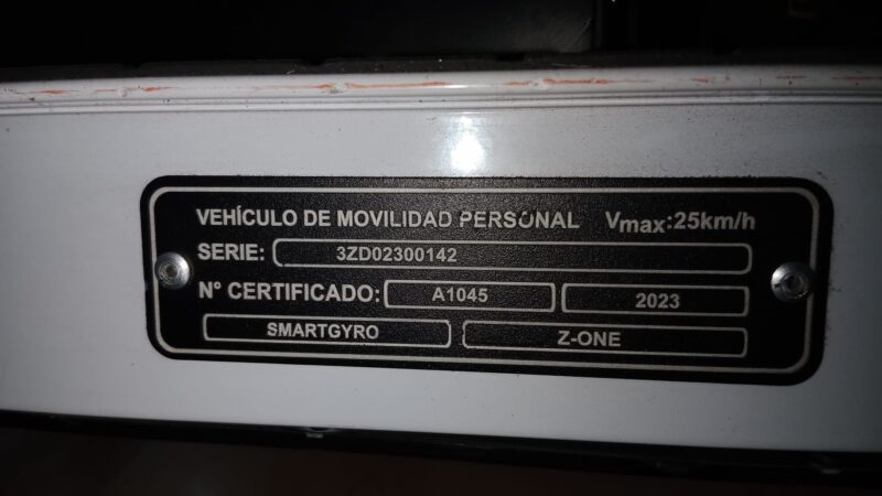 placa de certificado VMP de patinete eléctrico