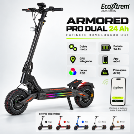 Ecoxtrem Armored PRO Dual 24Ah DGT en negro rojo azul blanco y bronce