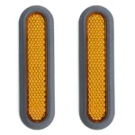 Dos catadióptricos naranjas para Xiaomi Mi4 con superficie reflectante y marco gris.