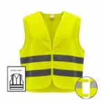 Chaleco reflectante RFT-007 amarillo fluorescente con bandas reflectantes y homologación EN ISO 20471.