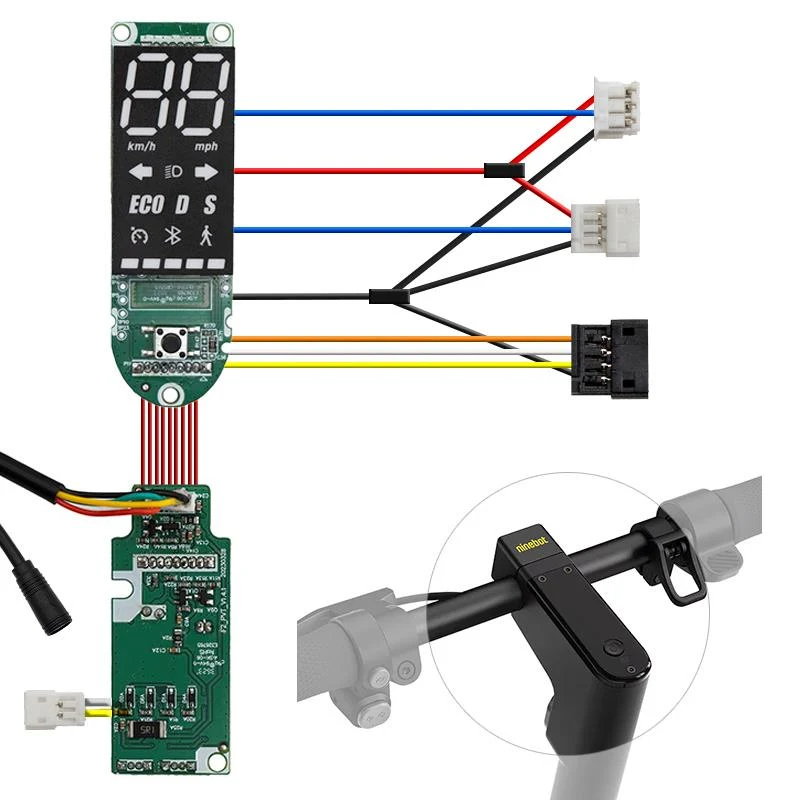 Display Ninebot Max G2 E – Conexiones Display Ninebot Max G2 E con placa electrónica, conexiones y cables de comunicación.