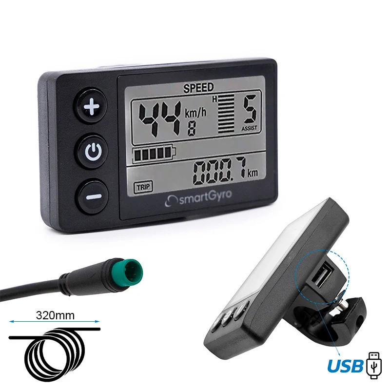 Display S866 SmartGyro waterproof con USB 320 mm Display S866 SmartGyro con conector waterproof, puerto USB y cable de 320 mm