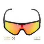 Gafas deportivas polarizadas URHO con montura negra y lente naranja UV400