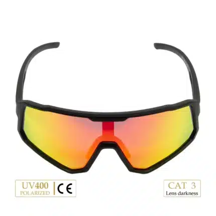 Gafas deportivas polarizadas URHO con montura negra y lente naranja UV400