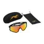 Gafas deportivas polarizadas URHO negras con lente naranja, estuche rígido y bolsa de transporte