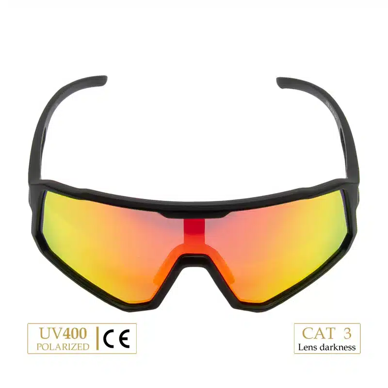 Gafas deportivas URHO polarizadas UV400 – Lente naranja Gafas deportivas polarizadas URHO con montura negra y lente naranja UV400