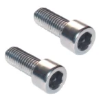 Dos tornillos de fijación metálicos con cabeza Allen para pinza de freno mecánica derecha.