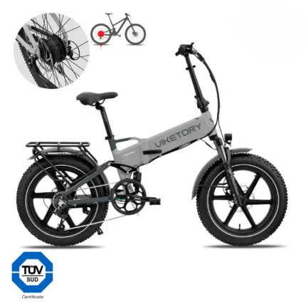 Viketory BRAVE bicicleta eléctrica fatbike plegable en color gris