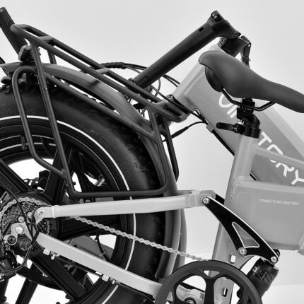 Viketory BRAVE bicicleta eléctrica fatbike plegable gris con sistema de plegado y portaequipajes
