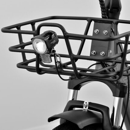 Viketory GRANIT bicicleta eléctrica fatbike plegable gris grafito con cesta y faro delantero
